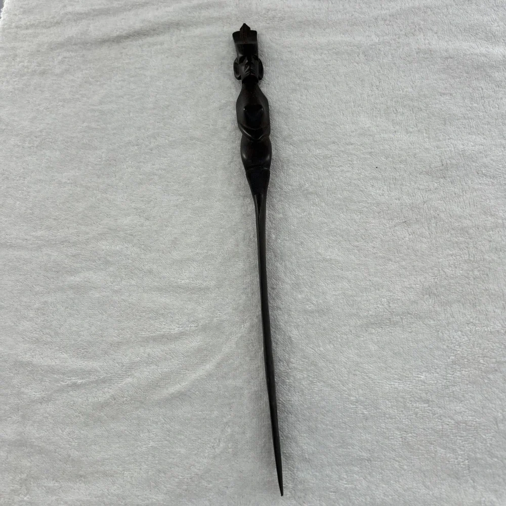 Vintage Hand Carved wood carving head letter opener 14
